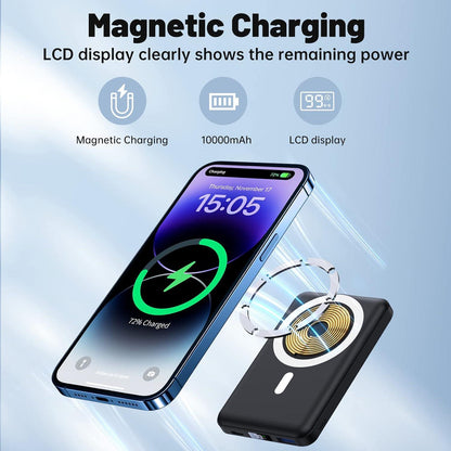 Magnetic Wireless Power Bank with Foldable Stand and LED Display