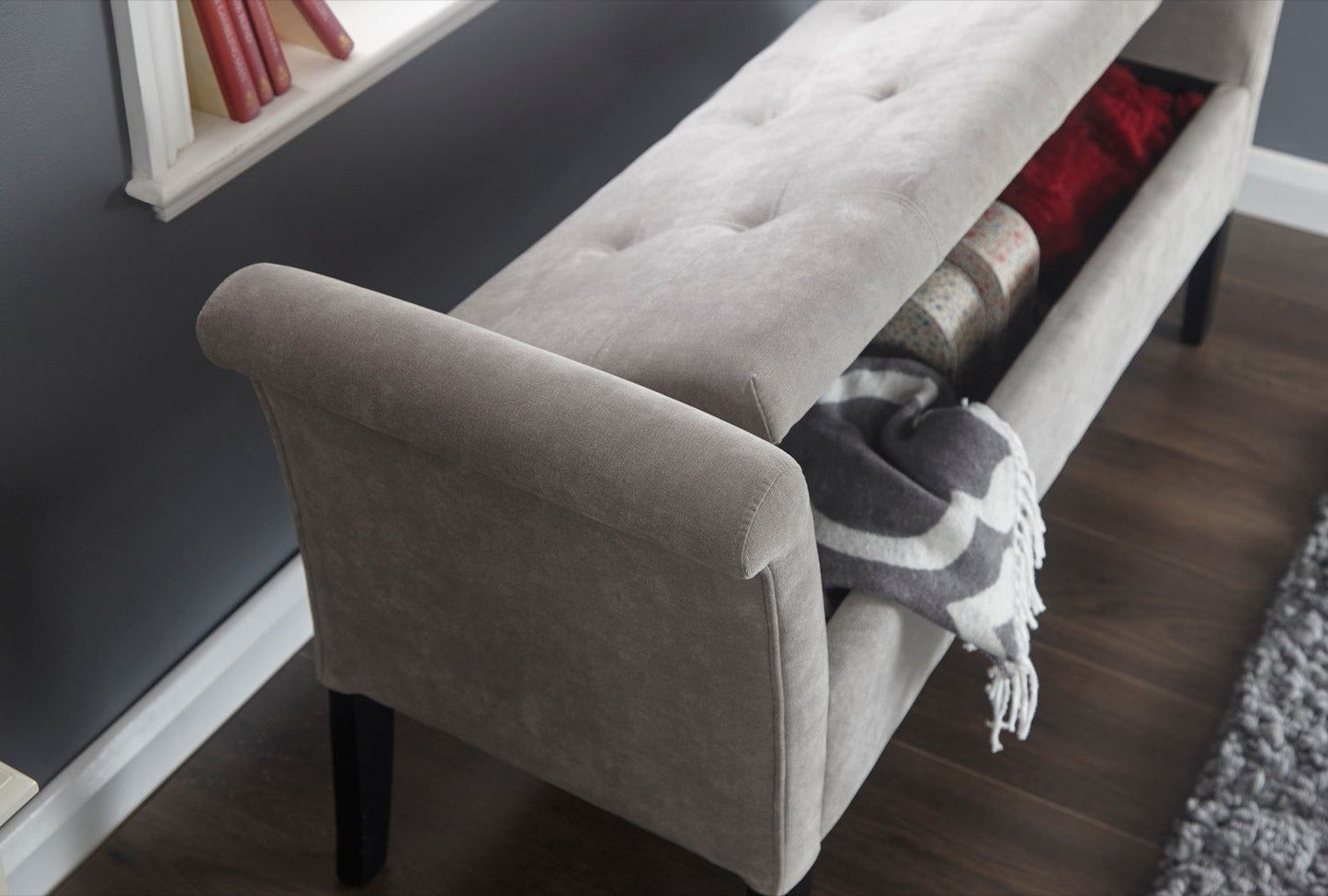 Bex Window Seat-Silver Chenille