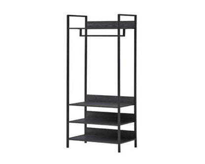 Zulu Open Wardrobe with 4 Shelves-Black