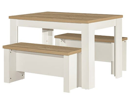 Harper Dining Table & Bench Set - Cream