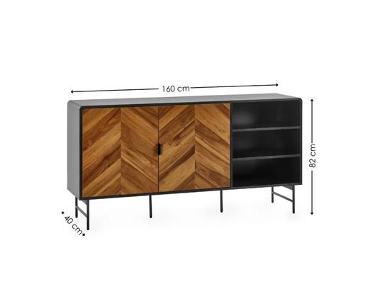 Alvin Sideboard - Black and Natural Brown Wood