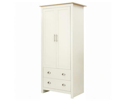 Lachlan 2 Door 2 Drawer Wardrobe- Cream