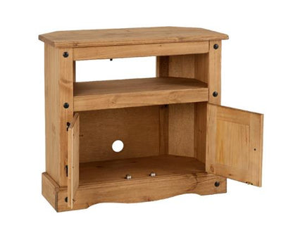 Corona Corner TV Cabinet - Distressed Waxed Pine