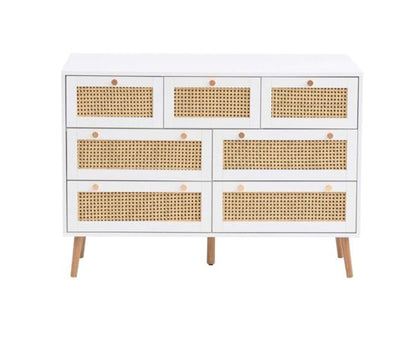 Catalina 7 Drawer Rattan Chest- White