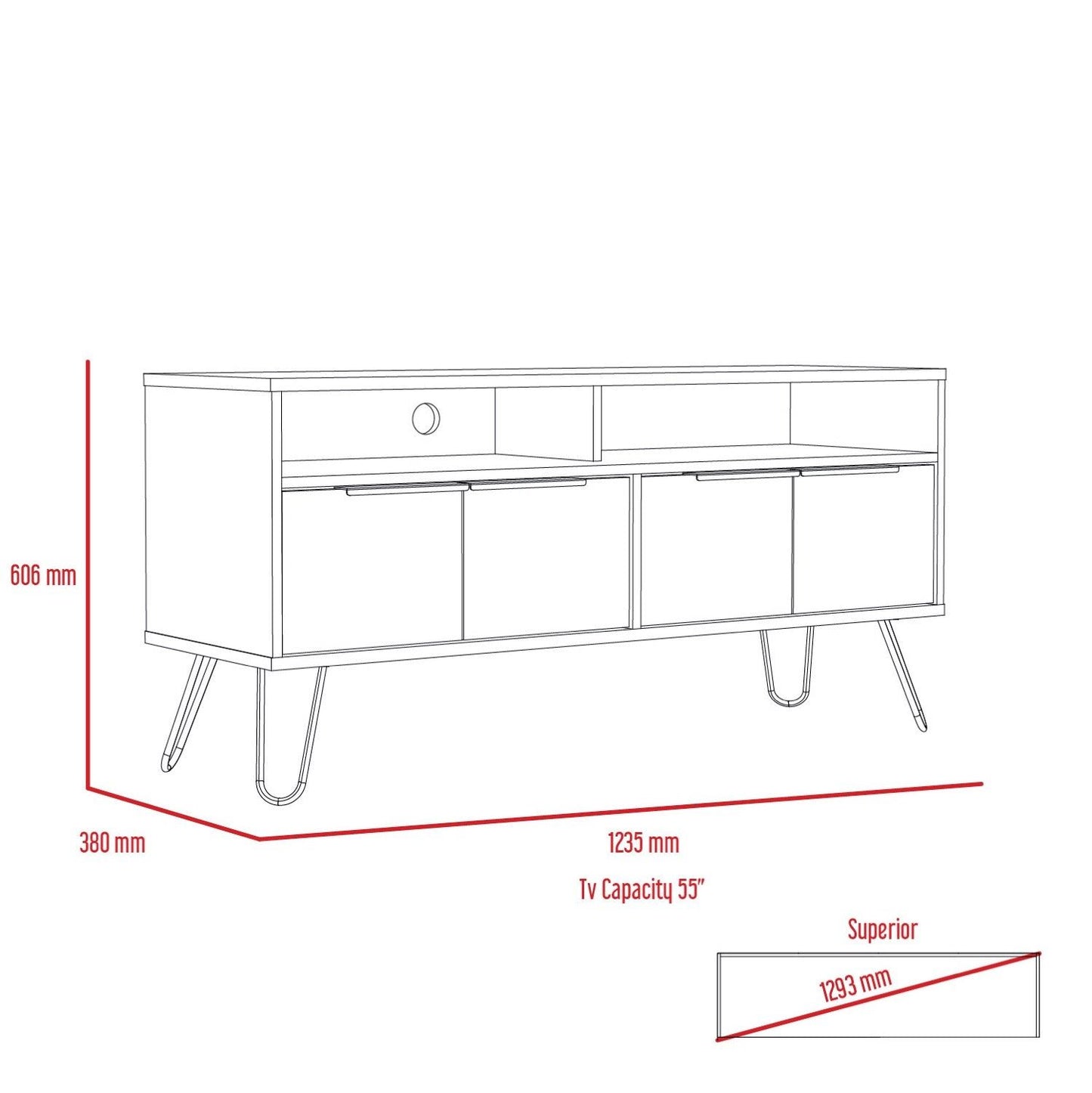 Nexus Wide Screen TV Rack with 4 Doors