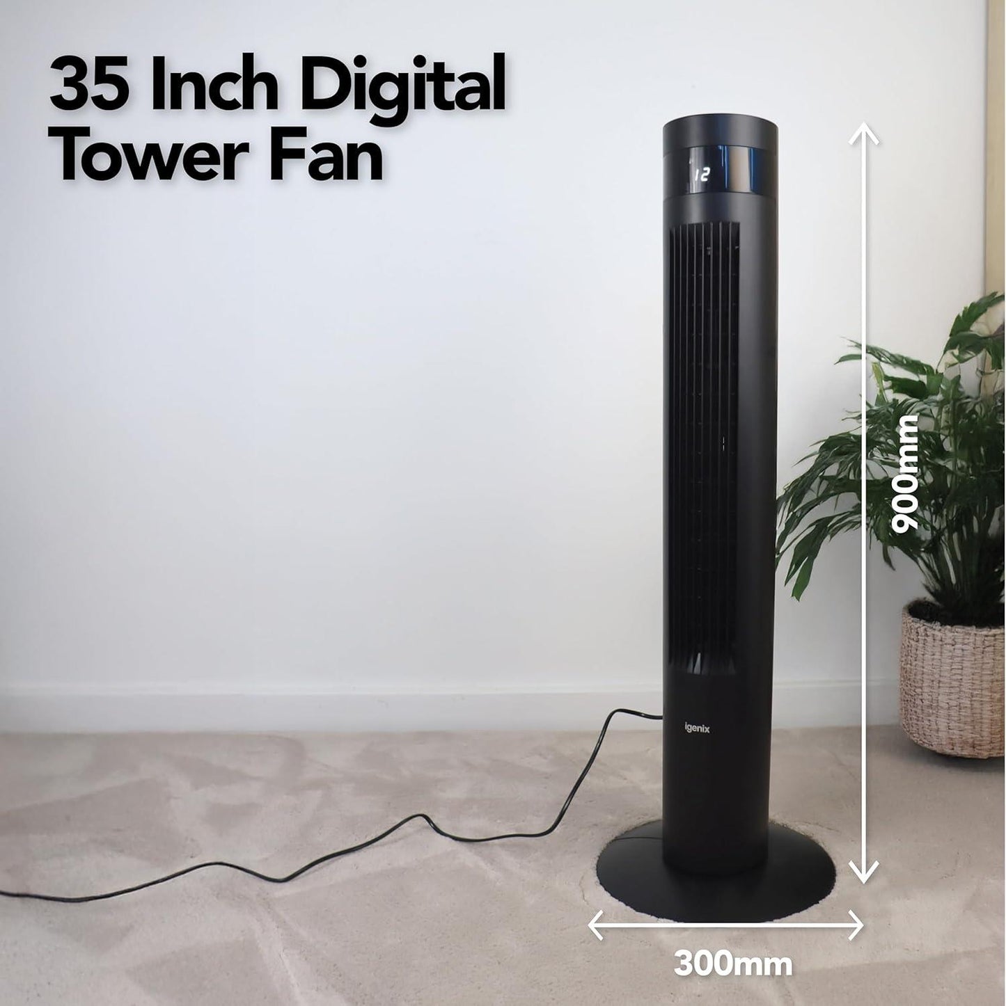 Igenix 35" Digital Tower Fan - Black
