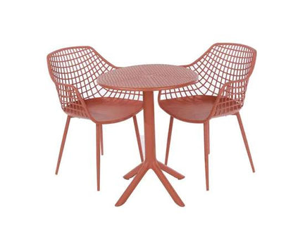 3 piece Lattice bistro table & 2 armchair set, outdoor grade, terracotta