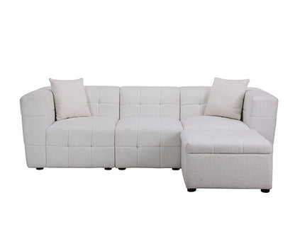 Milo 3 Seater Sofa With Footstool- White