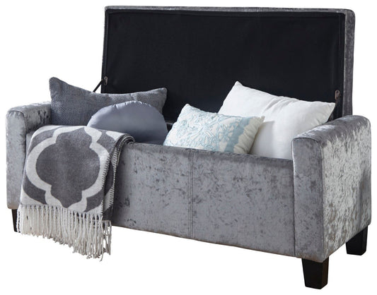 Vanessa Ottoman Bench-Grey Crushed Velvet