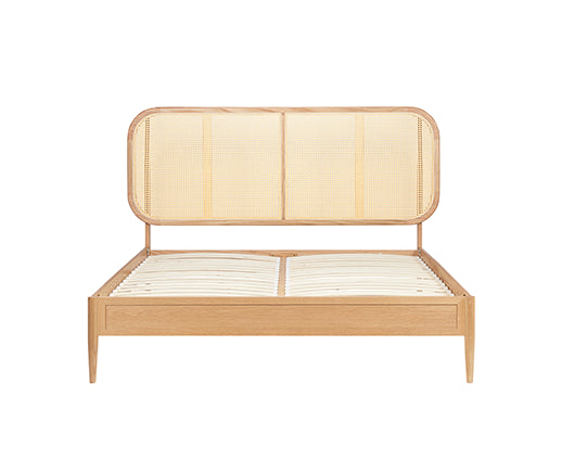 Elina Double Rattan Bed - Oak