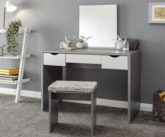 Ella Dressing Table Set- Grey & White