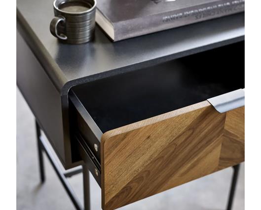 Alvin Lamp Table - Black and Natural Brown Wood