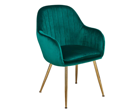 Lonnie Dining Chair Forest Green With Gold Legs ((Pack of 2)