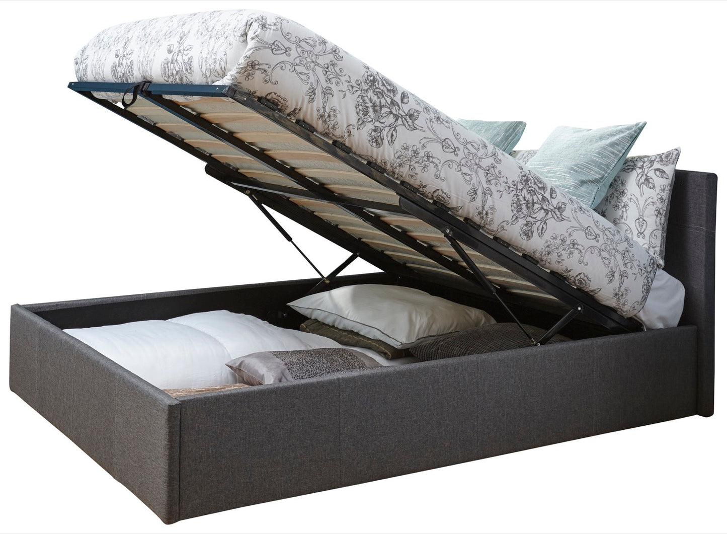 King End Lift Ottoman Bed-Grey