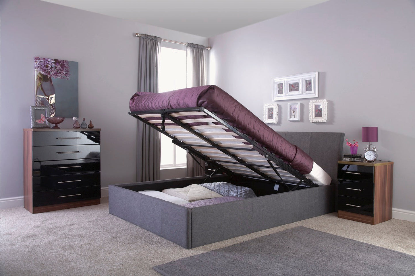 Axn King Ottoman-Grey Fabric Bed