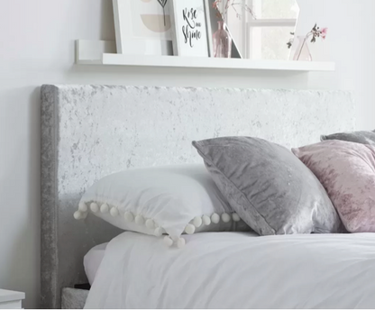 Berlin Double Ottoman Bed - Steel Crushed Velvet