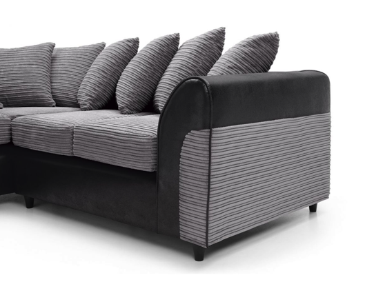 Harley Left Hand Facing Corner Sofa - Black & Charcoal