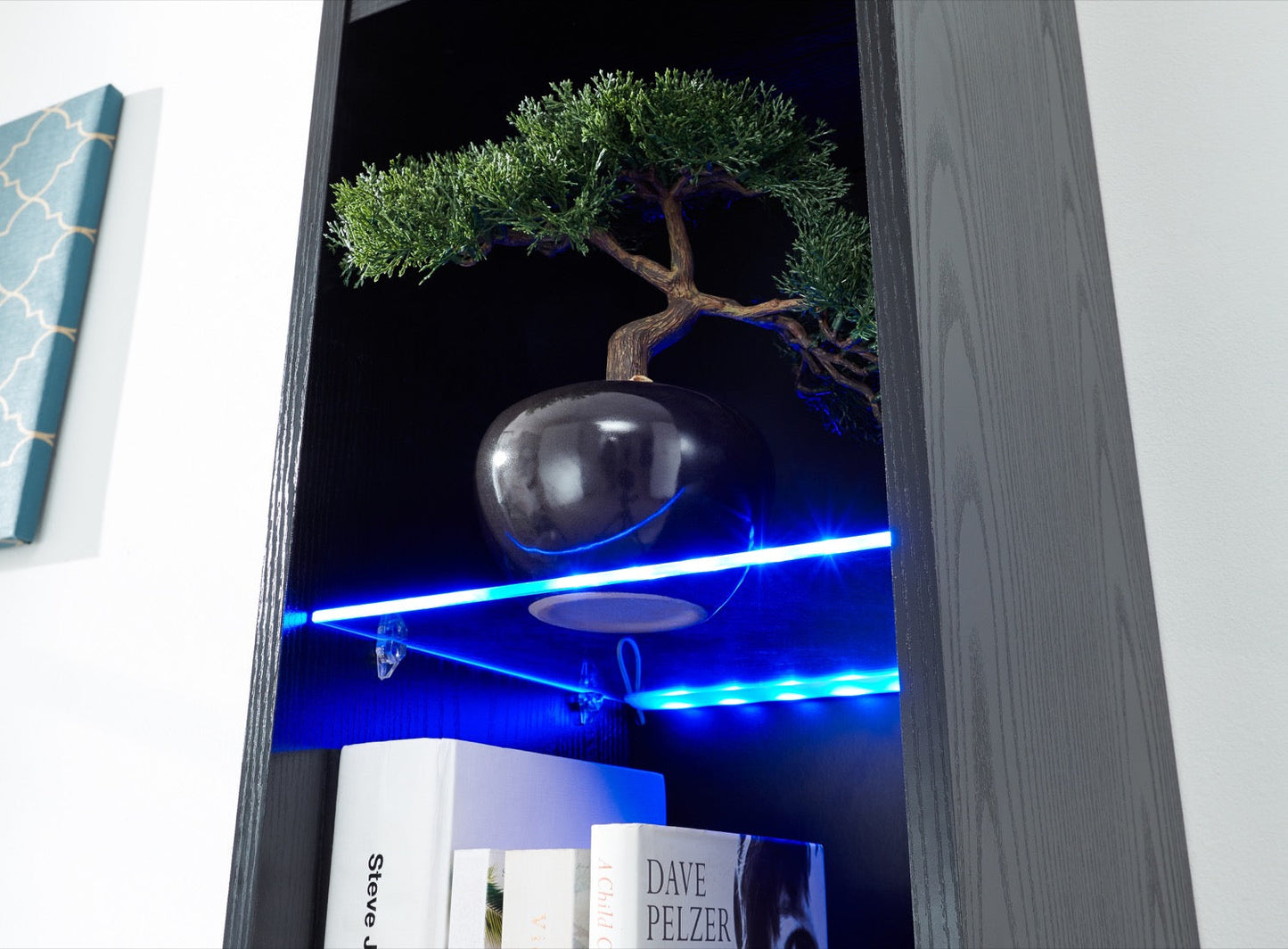 Graze Tall Shelf Unit with LED-Black