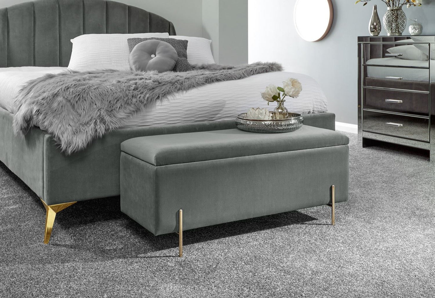 Melta Ottoman Storage Bench-Grey