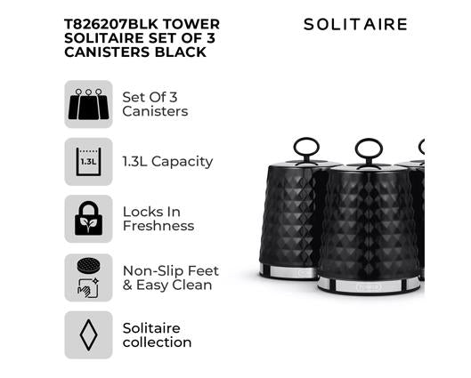 Solitaire Set of 3 Canisters