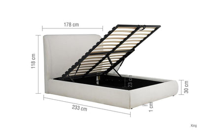 Lanis Double Ottoman Bed - Cream
