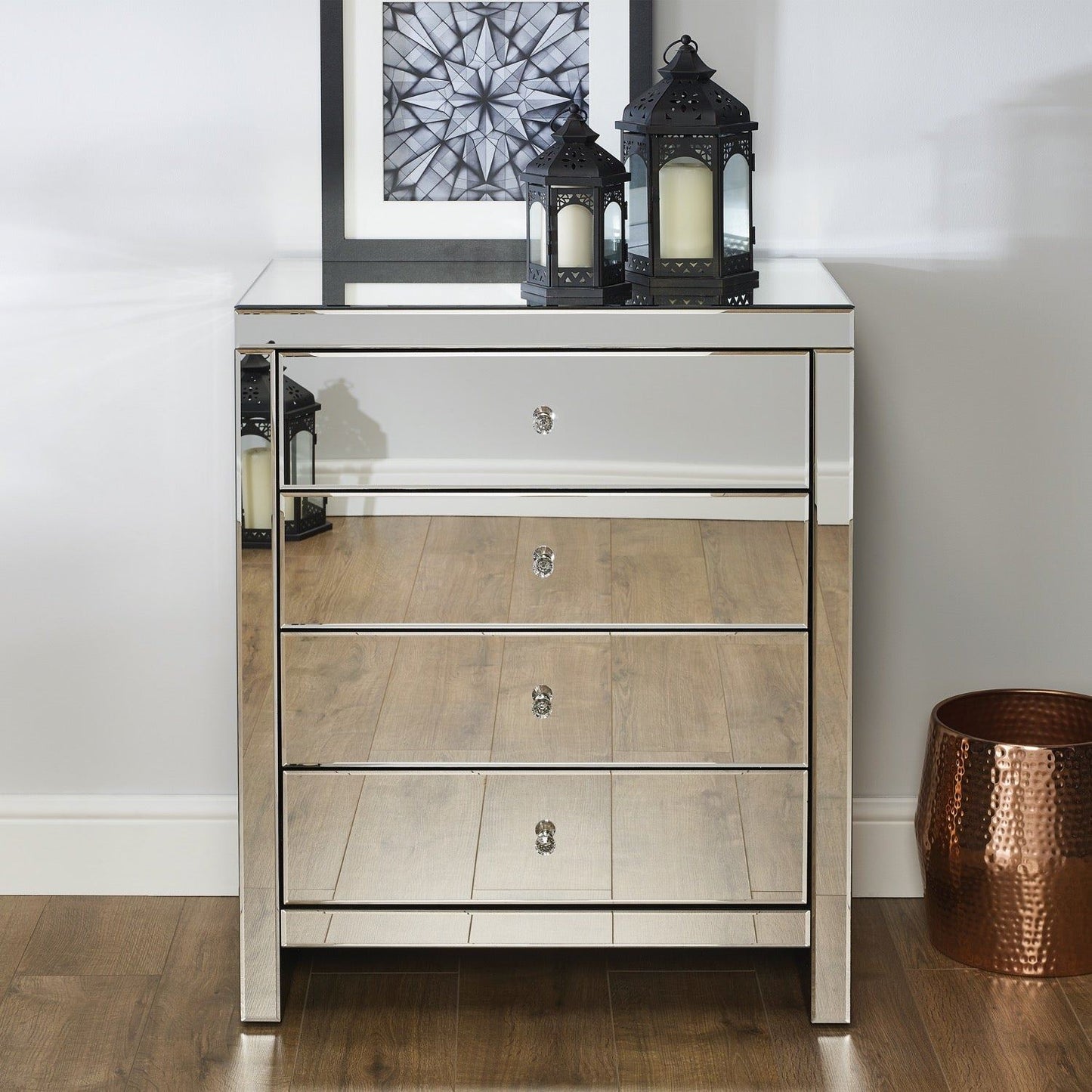 Saxen 4 Drawer Chest - Mirrored