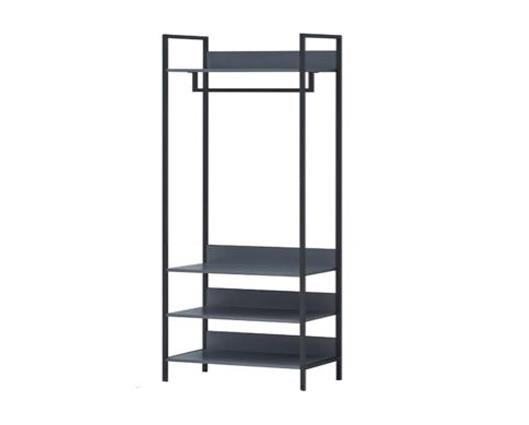 Zulu Open Wardrobe with 4 Shelves-Dark Grey