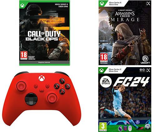 Game + Controller Bundle: Call of Duty Black Ops 6, Assassin's Creed Mirage, FC24