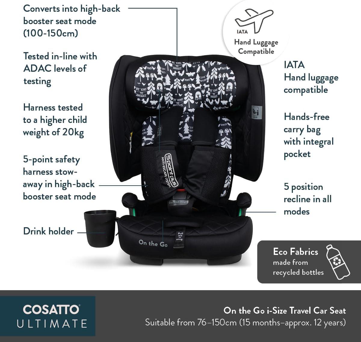 On the Go i-size Travel Car Seat - Itchy Feet Rosy