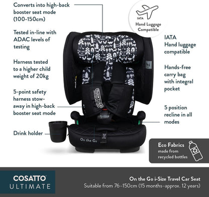 On the Go i-size Travel Car Seat - Itchy Feet Rosy