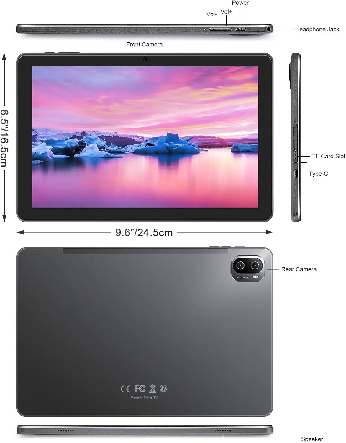 Haehne 10" Tablet Android 12 128GB WiFi - Grey