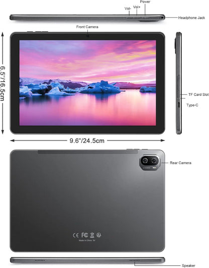 Haehne 10" Tablet Android 12 128GB WiFi - Grey