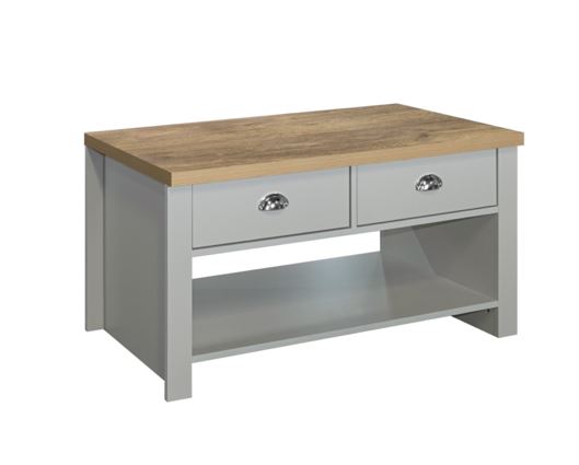 Highgate 2 Drawer Coffee Table - Grey