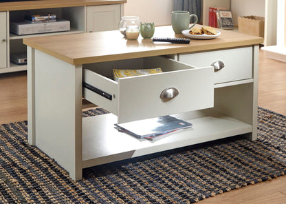 Lachlan 2 Drawer Coffee Table-Cream