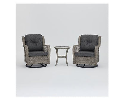 Dark Grey Rattan 3pcs SwivelGrey Cushions