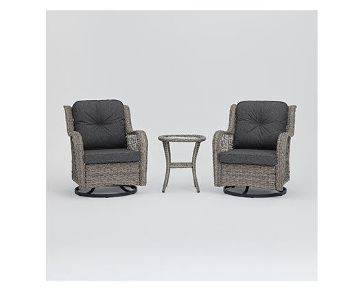 Dark Grey Rattan 3pcs SwivelGrey Cushions