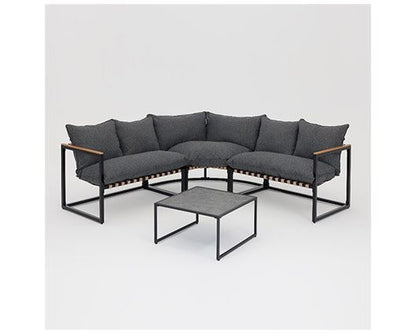 Marbella Black Corner Set PolywoodTable,D.Grey Cushion+Cover