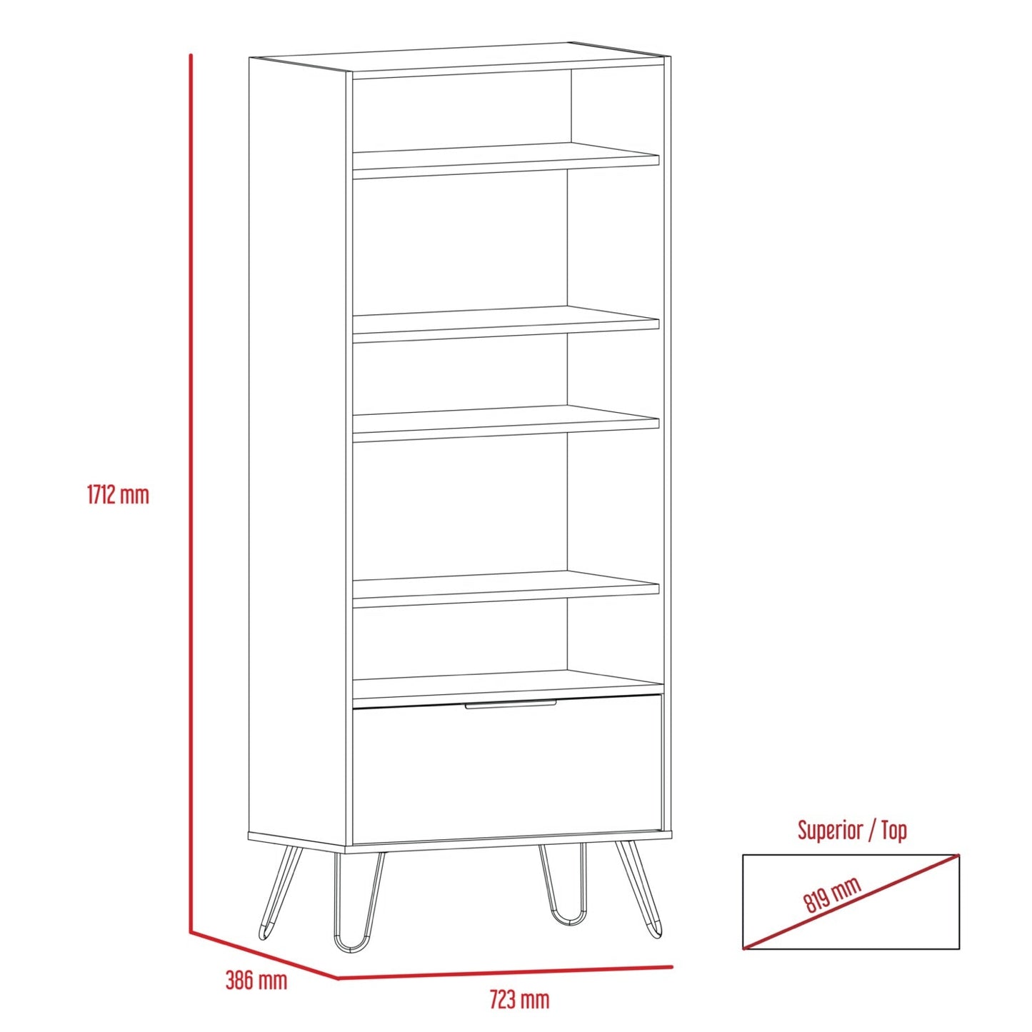 Viva Display Bookcase with Door