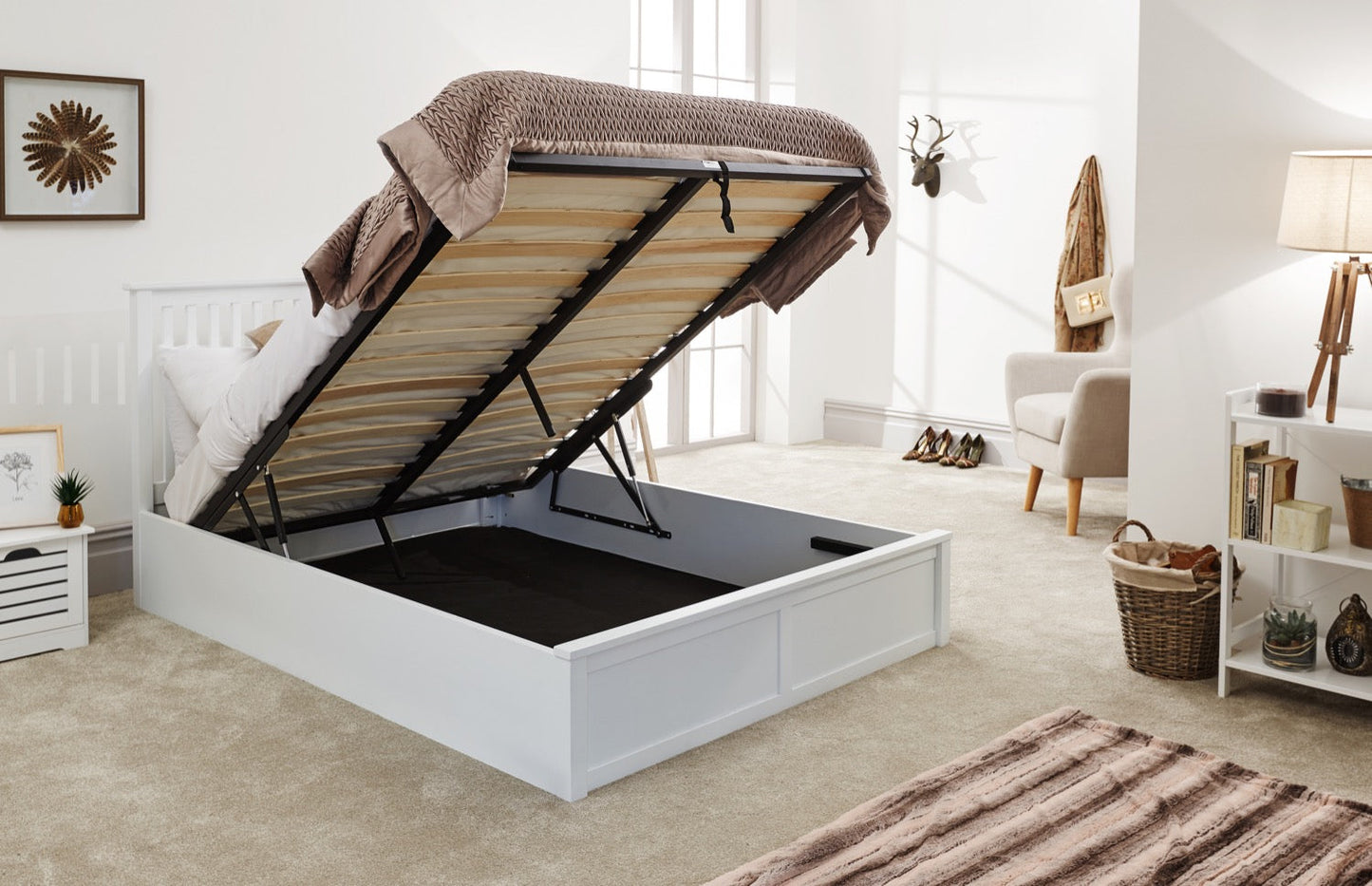 Coxon King Wooden Ottoman-White