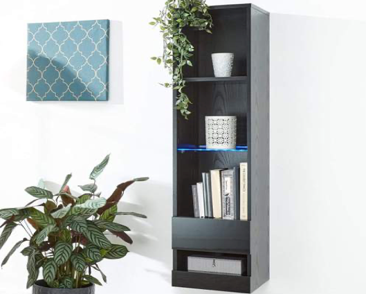 Graze Tall Shelf Unit with LED-Black