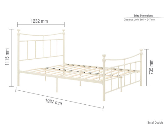 Eliza Small Double Bed - Cream