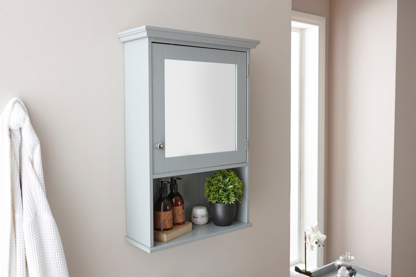 Classic Grey Mirrored Cabinet