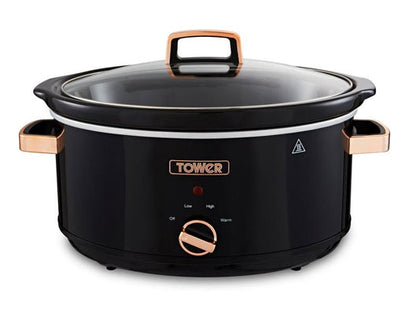 Tower Rose Gold 6.5L Slow Cooker Black