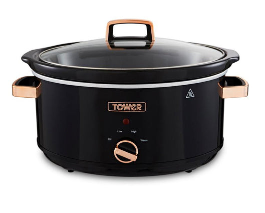 Tower Rose Gold 6.5L Slow Cooker Black