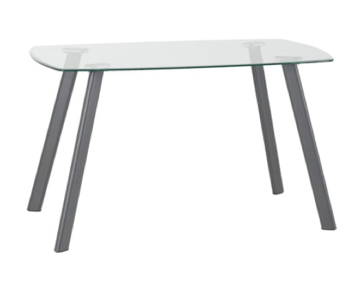 Alice Dining Set - Clear Glass/Grey/Grey Faux Leather