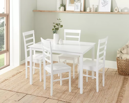 Carter Dining Table & 4 Ladder Chairs- White