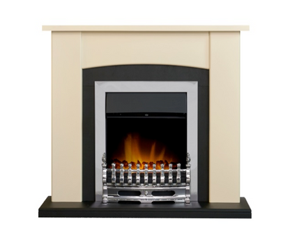 Hardin Fireplace in Cream & Black with Electric Fire in Chrome, 39cm
