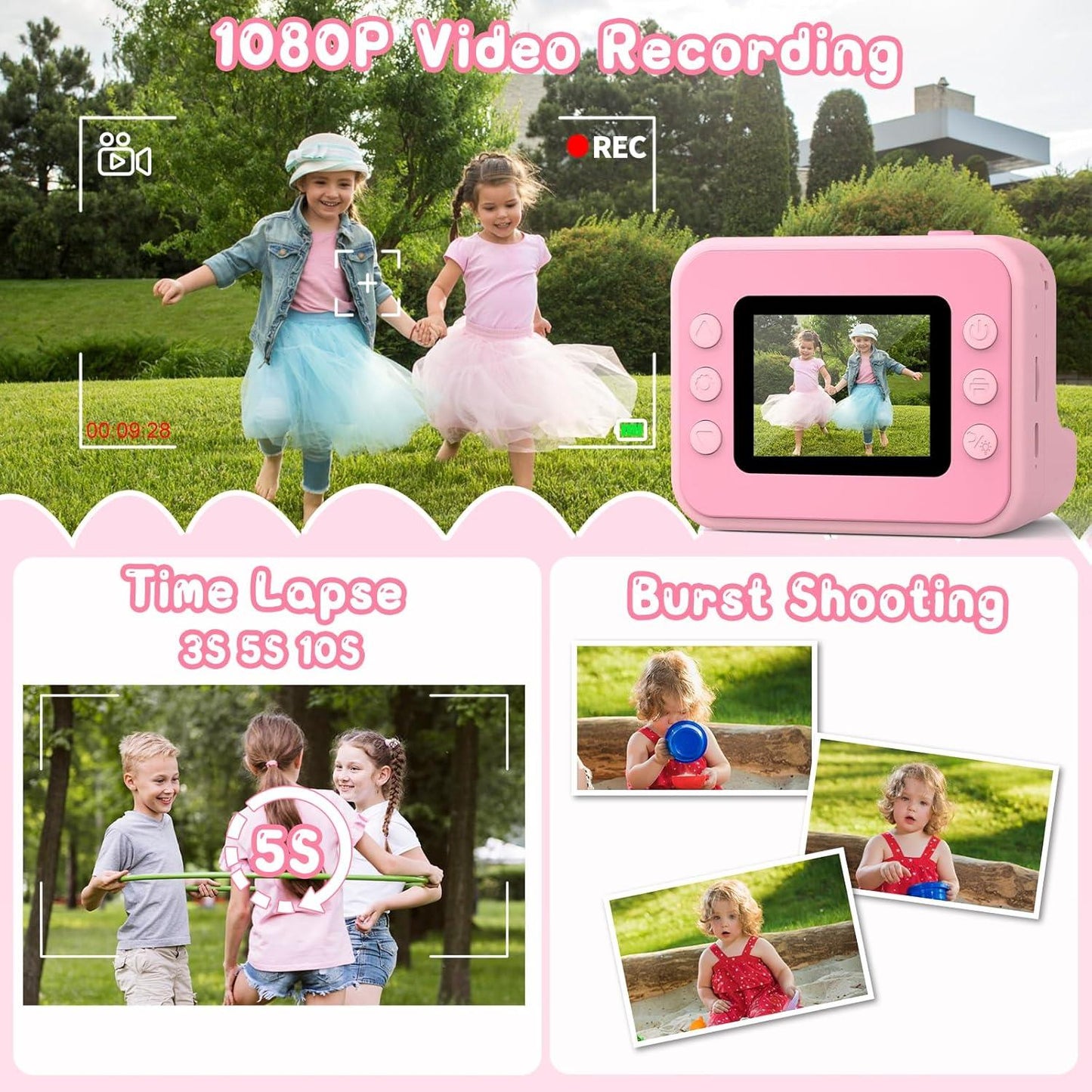 Kids Camera Instant Print - Pink