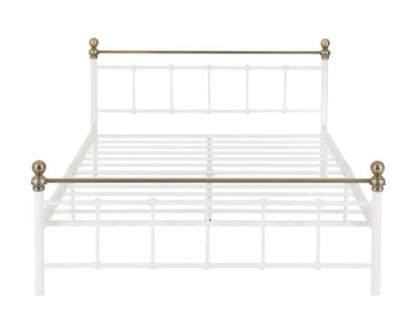 Marlborough Double Bed - White/Antique Brass