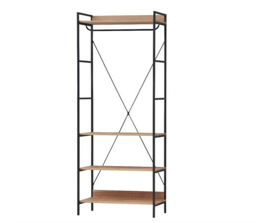 Cohen Open Wardrobe with 4 Shelves- Riveria Oak